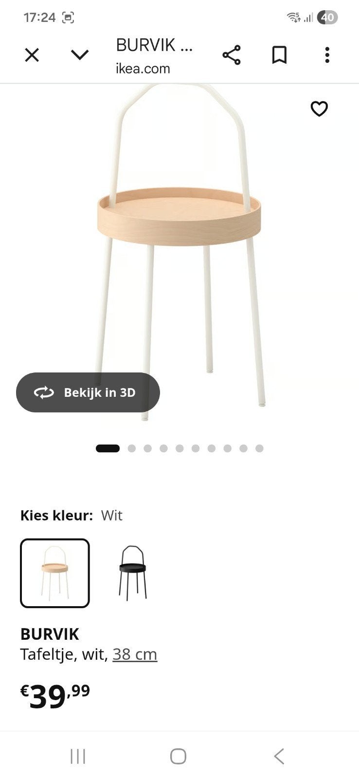 Ikea Burvik tafeltje, Ophalen