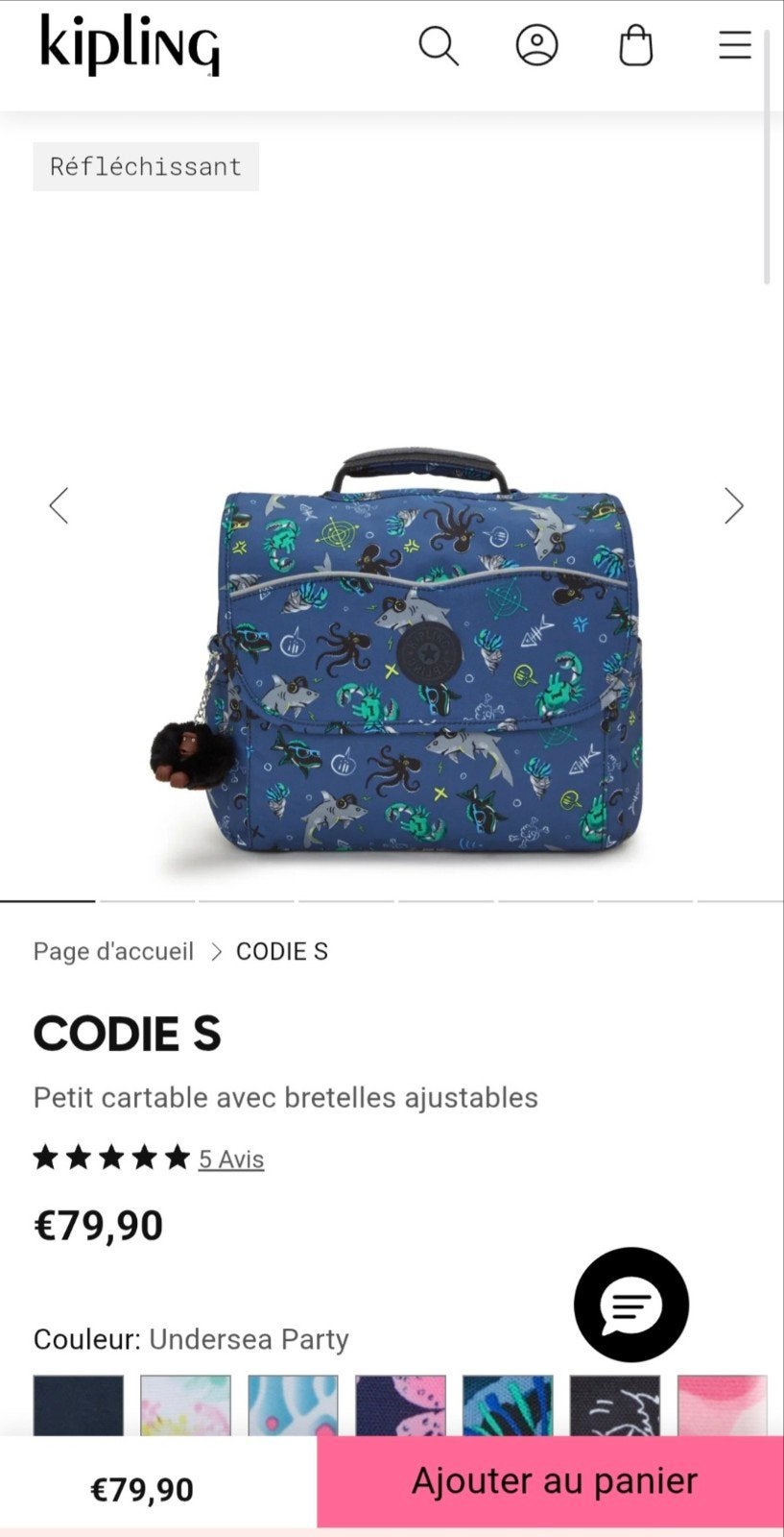 cartable Kipling CODIE S neuf, Enlèvement, Neuf, Bleu, Porte-documents ou Cartable