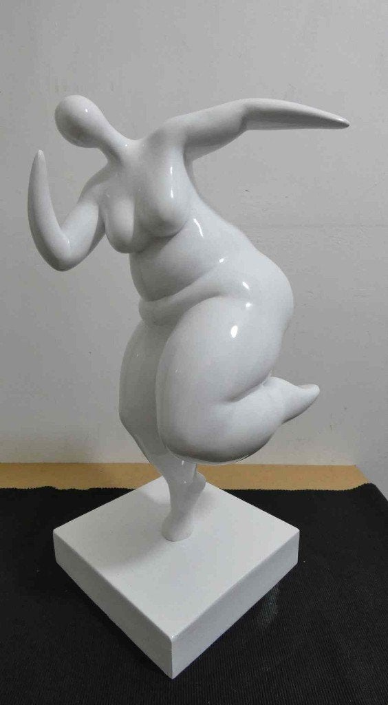 3x Modern Wit Beeld van Vrouwenfiguur-Kunst Sculptuur [1130], Antiek en Kunst, Ophalen, Beeld, Wit, Gemerkt