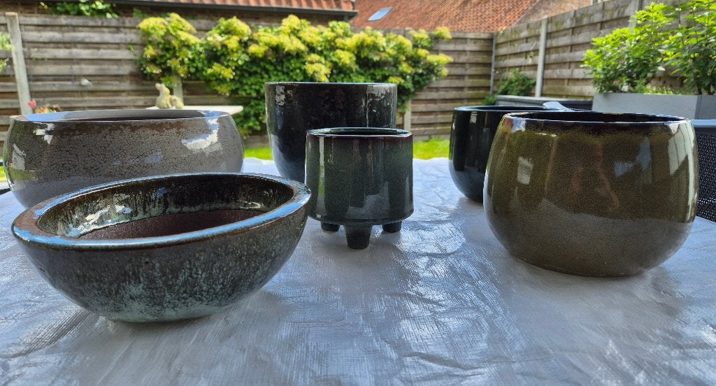 set bloempotten geglazuurd voor buiten en binnen, Jardin & Terrasse, Pots de fleurs, Enlèvement, Utilisé, Intérieur