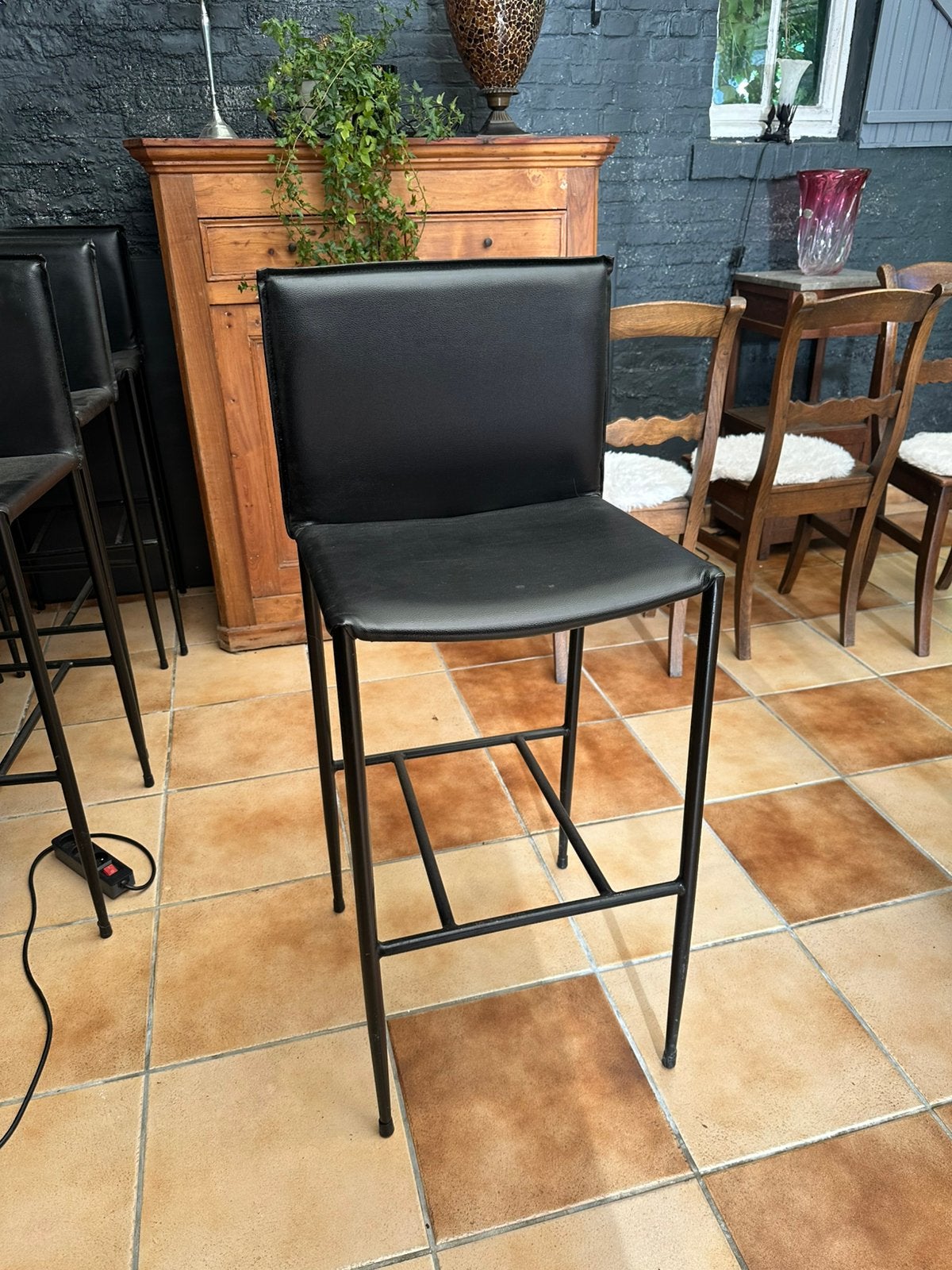 Barkrukken, Maison & Meubles, Tabourets de bar, Utilisé, 90 cm ou plus, Cuir, 4 tabourets, Avec repose-pieds, Enlèvement