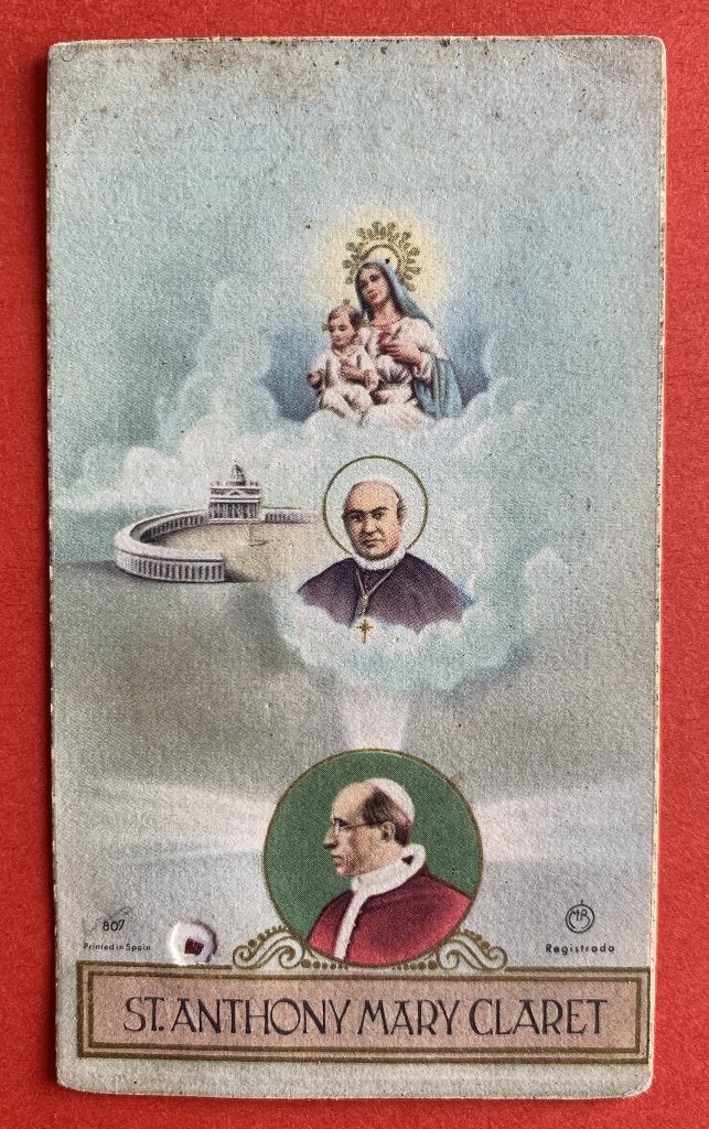 Relikwie Relique St. Anthony M. Claret Bisschop Reliek, Verzamelen, Ophalen of Verzenden, Gebruikt, Kaart of Prent, Christendom | Katholiek