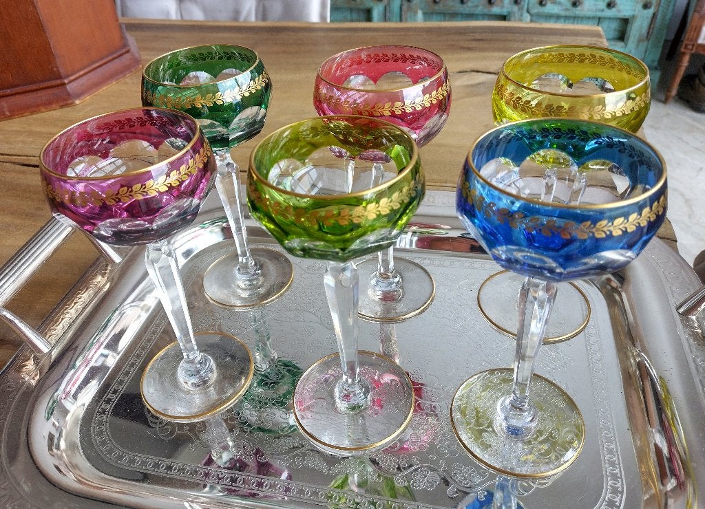 Val Saint Lambert 24-kt gouden decor met platte zijkanten, Antiek en Kunst, Antiek | Glaswerk en Kristal, Ophalen