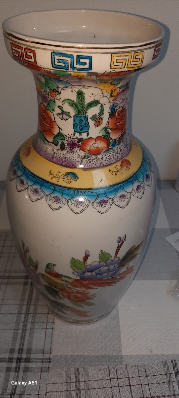 vase motif floral +oiseaux hauteur:47,5cm, Enlèvement, Utilisé