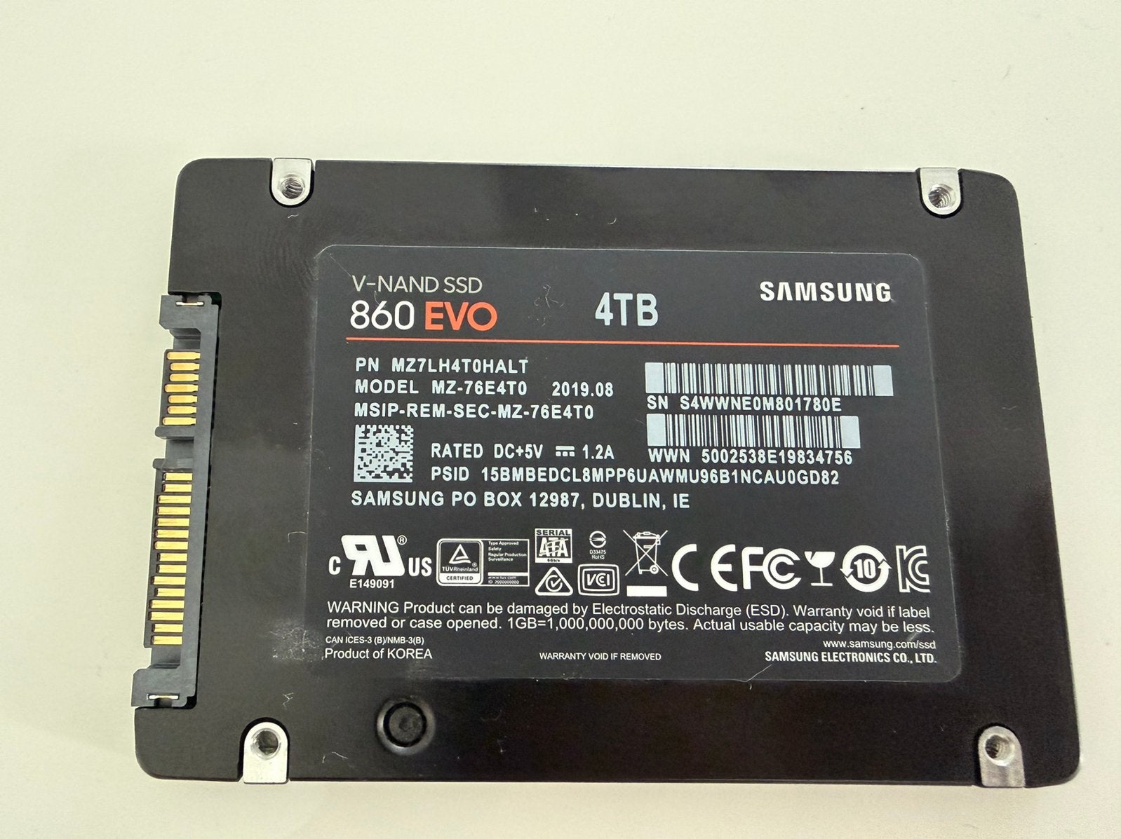 Samsung 860 EVO 4 To, Enlèvement ou Envoi, Comme neuf, Samsung, 4TB