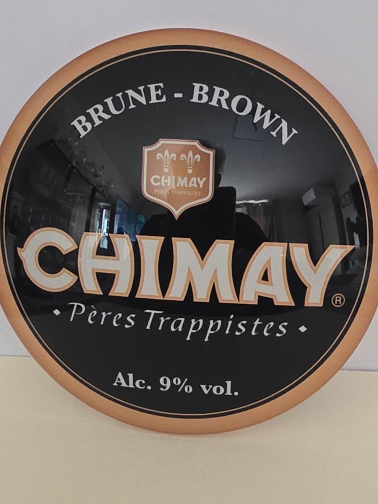 Superbe macaron de pompe a bière  Chimay Brune, Collections, Enlèvement ou Envoi