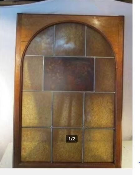Belle fenêtre en plomb antique en verre - 90x62, Enlèvement ou Envoi