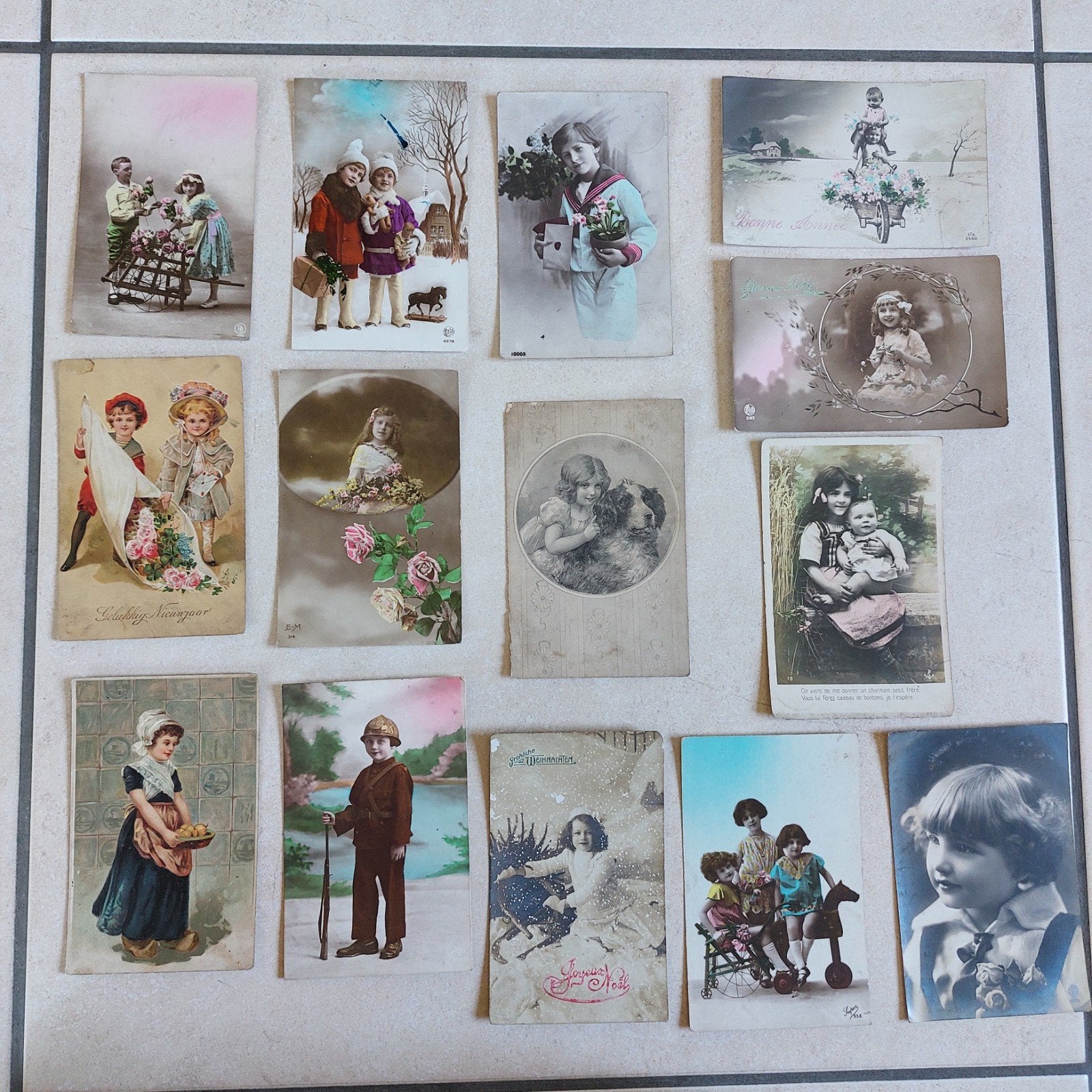 Lot van 14 oude fantasiekaartjes: thema kinderen, Verzenden, Kinderen