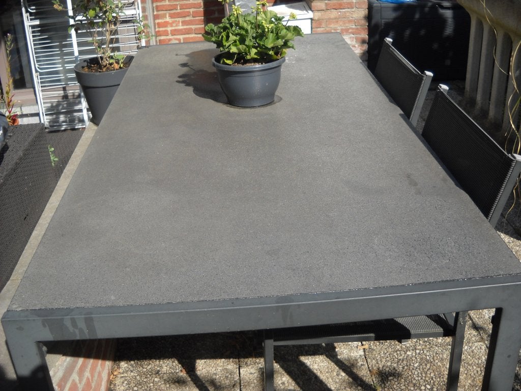 tuin tafel in glas en metaal 2m lang, Jardin & Terrasse, Tables de jardin, Enlèvement, Utilisé, Métal