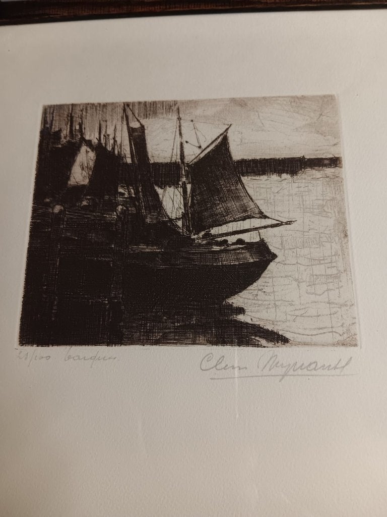 eau forte bateau, Ophalen of Verzenden, Gesigneerd