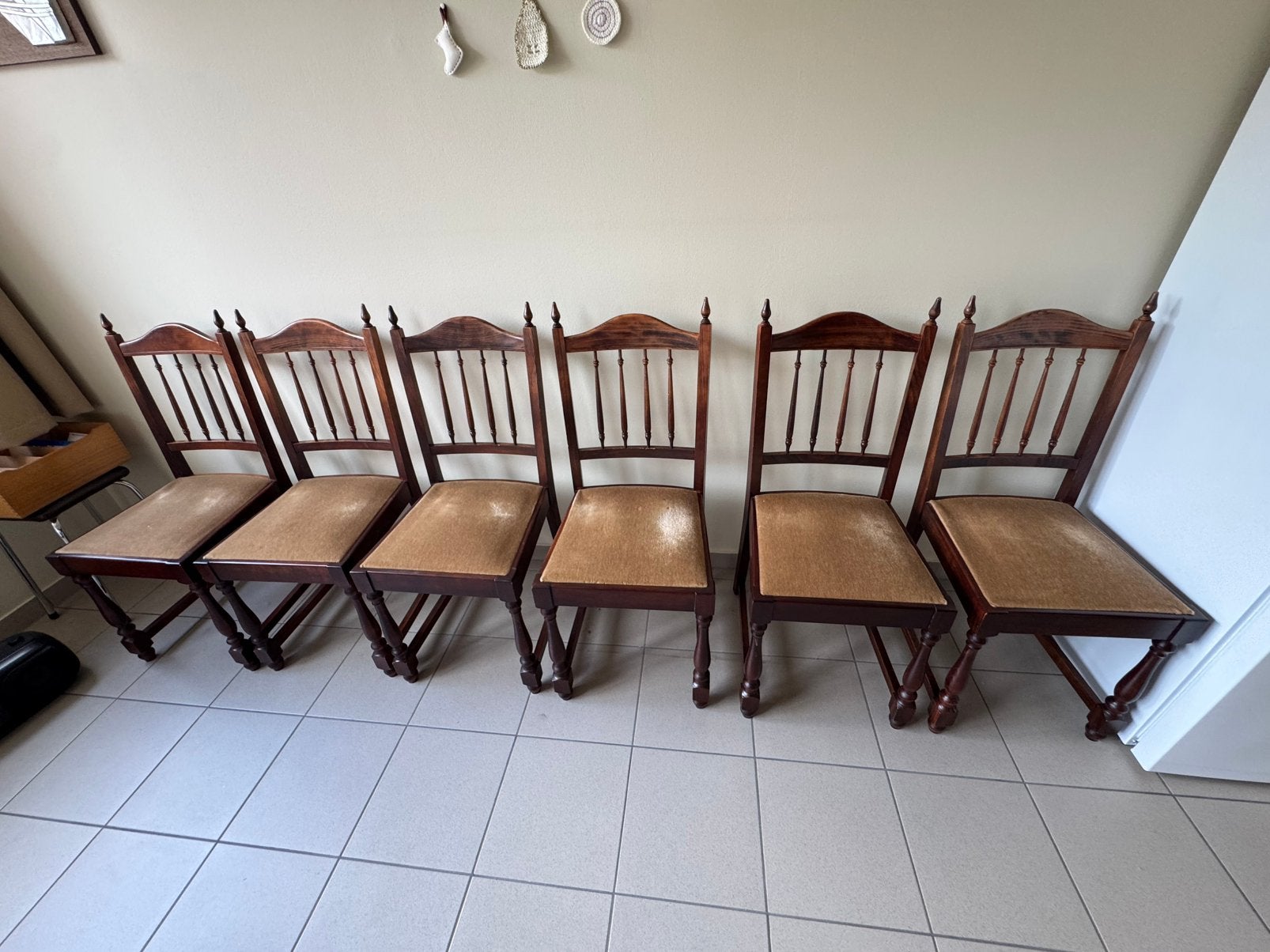 6 houten stoelen kerselaar, Ophalen, Hout