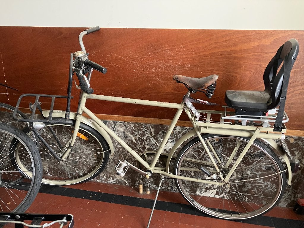 Herenfiets met kinderzitje, Autres marques, Enlèvement, Utilisé, Frein à rétropédalage