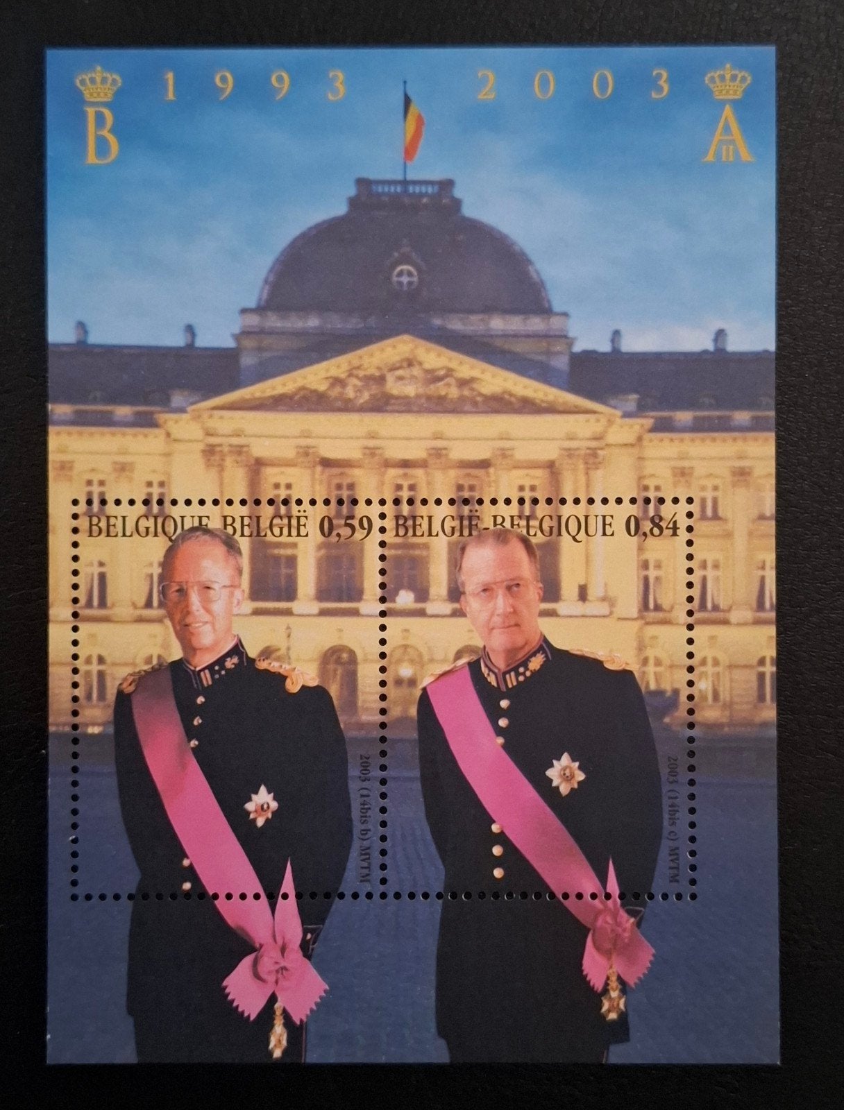 België: OBP 3202/03-BL105 ** Hulde aan de Koning 2003., Postzegels en Munten, Koninklijk huis, Frankeerzegel, Ophalen of Verzenden
