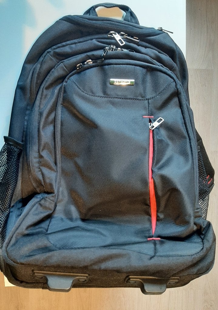 Samsonite Laptop Rugzak 15-16", met Wieltjes en trekstang !, Informatique & Logiciels, Noir, Poignée, Comme neuf, Enlèvement