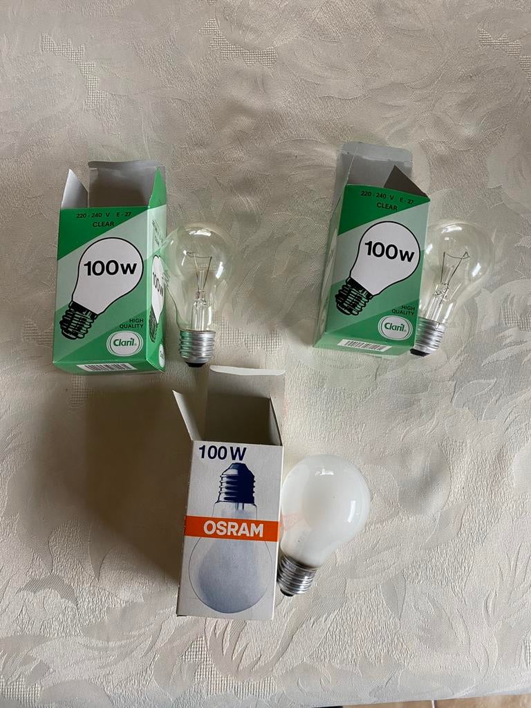 3 vintage lampen 100 W, Ophalen, Zo goed als nieuw