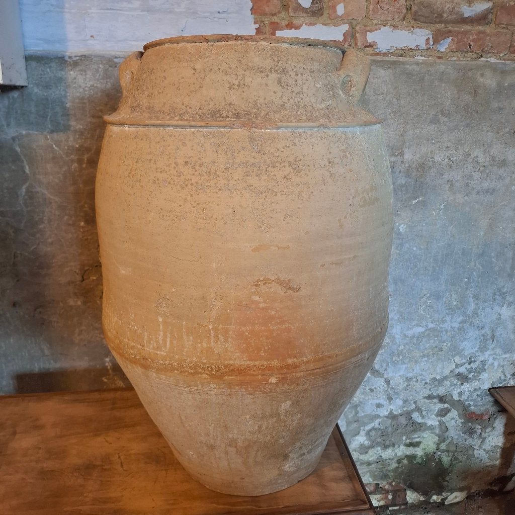 Beau grand pot ancien en terre cuite, pot à olives, 40 cm ou plus, 70 cm ou plus, Rond, Enlèvement