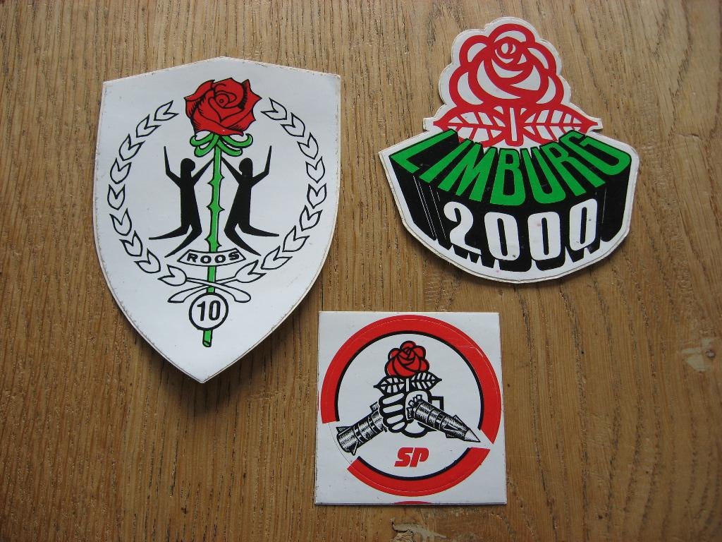 Roos 10 Politiek SP Limburg 2000 Stickers, Ophalen of Verzenden, Nieuw, Bedrijf of Vereniging