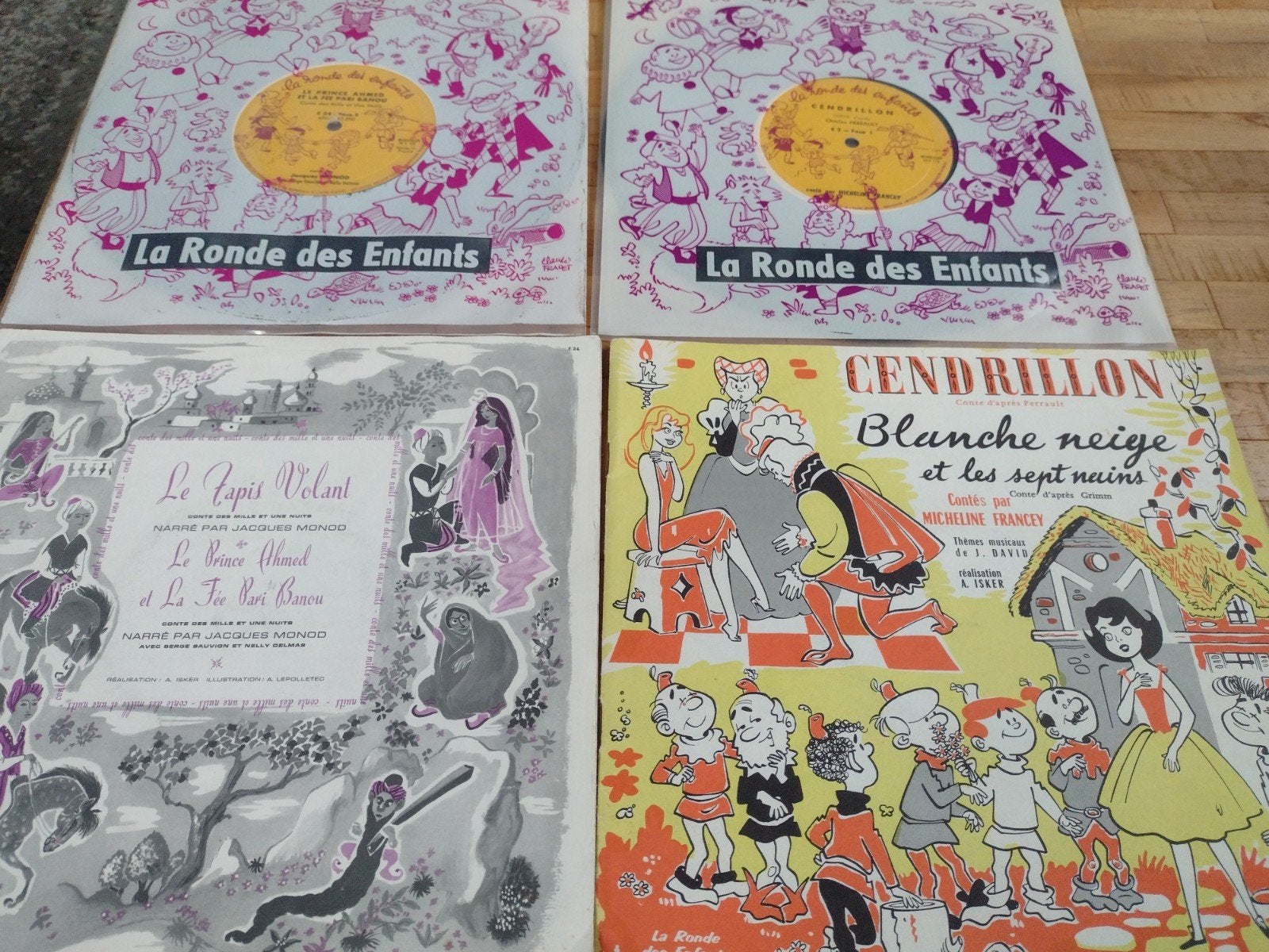 2 x 10" vinyl BLANCHE NEIGE (1958)-LE TAPIS VOLANT (1961), Ophalen of Verzenden, Zo goed als nieuw, Beschermende buitenhoes, Overige typen