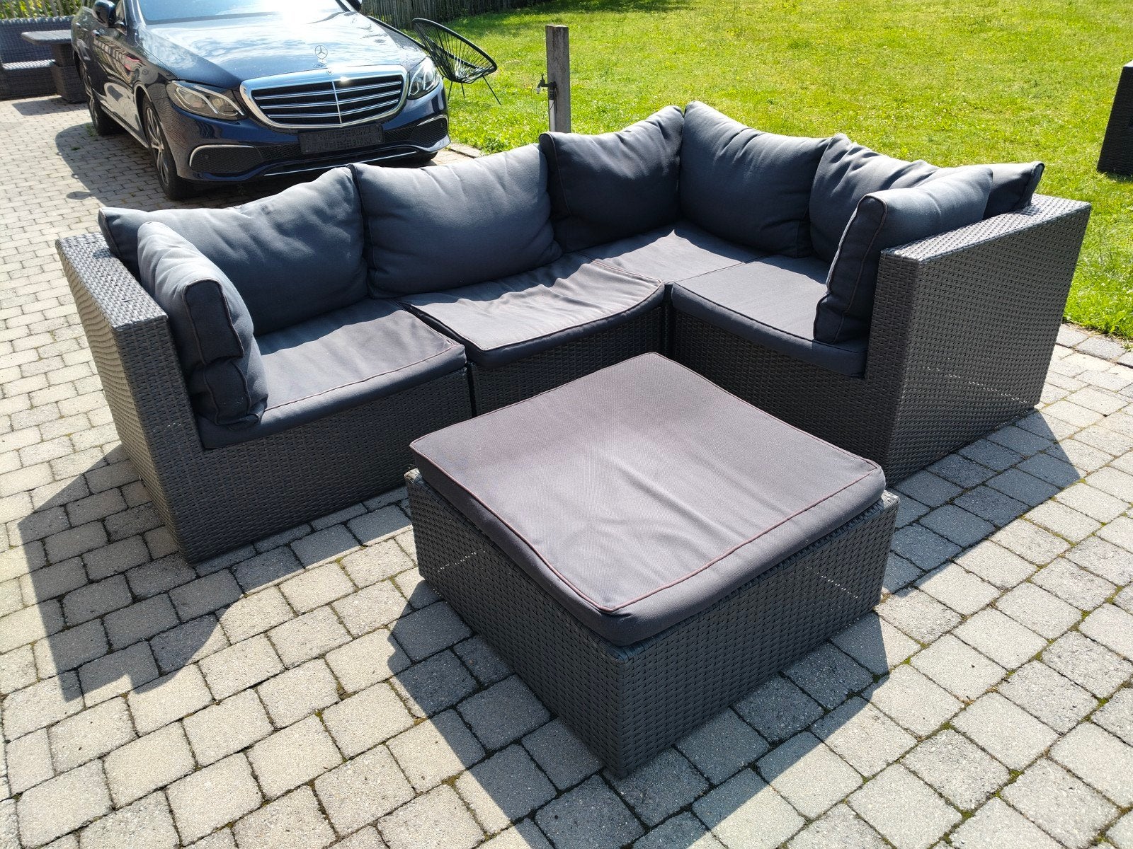 Loungeset 4 personen + poef, Tuin en Terras, Ophalen, Loungeset