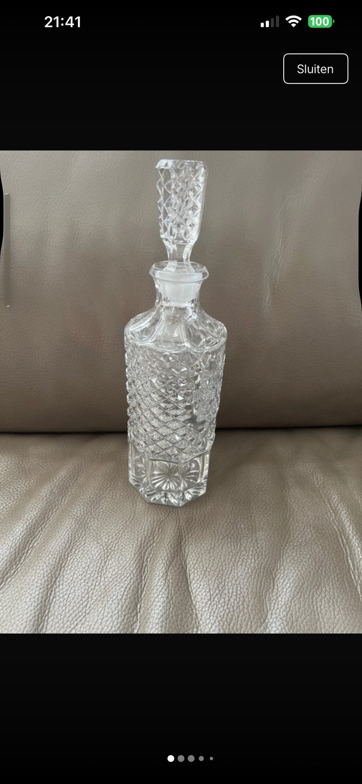 Prachtige Vintage Kristallen Karaf met Geslepen Stop, Ophalen of Verzenden