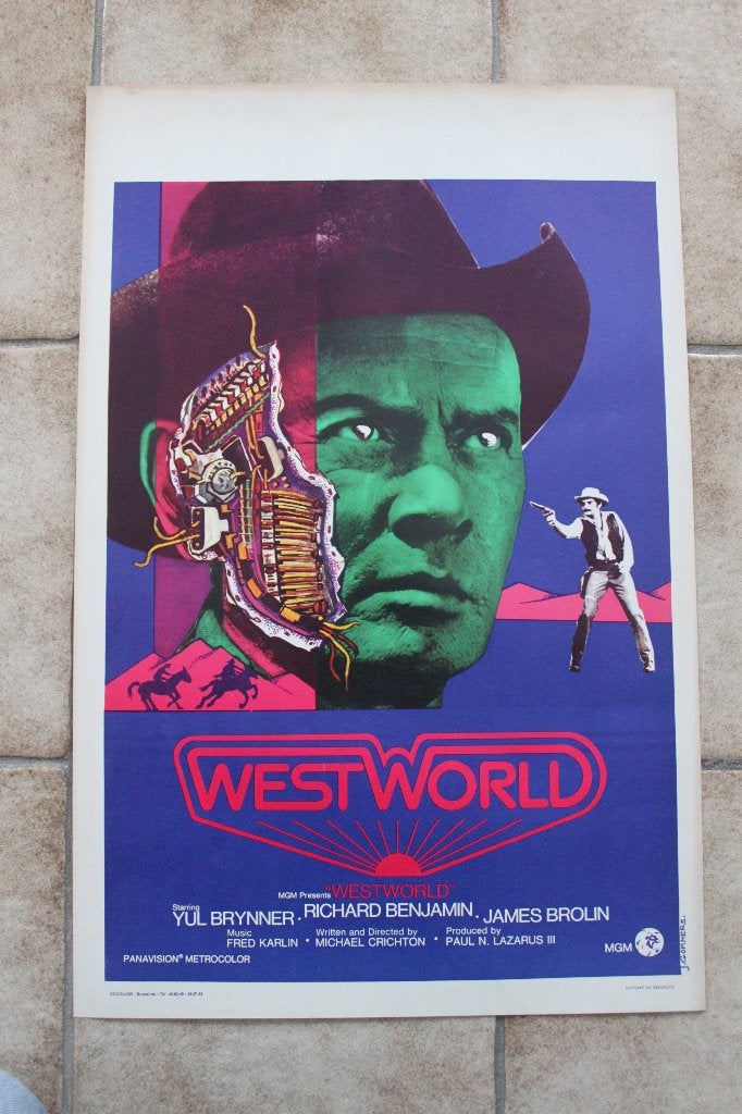 filmaffiche Yul Brynner Westworld 1973 filmposter, Rechthoekig Staand, Ophalen of Verzenden, Zo goed als nieuw, A1 t/m A3