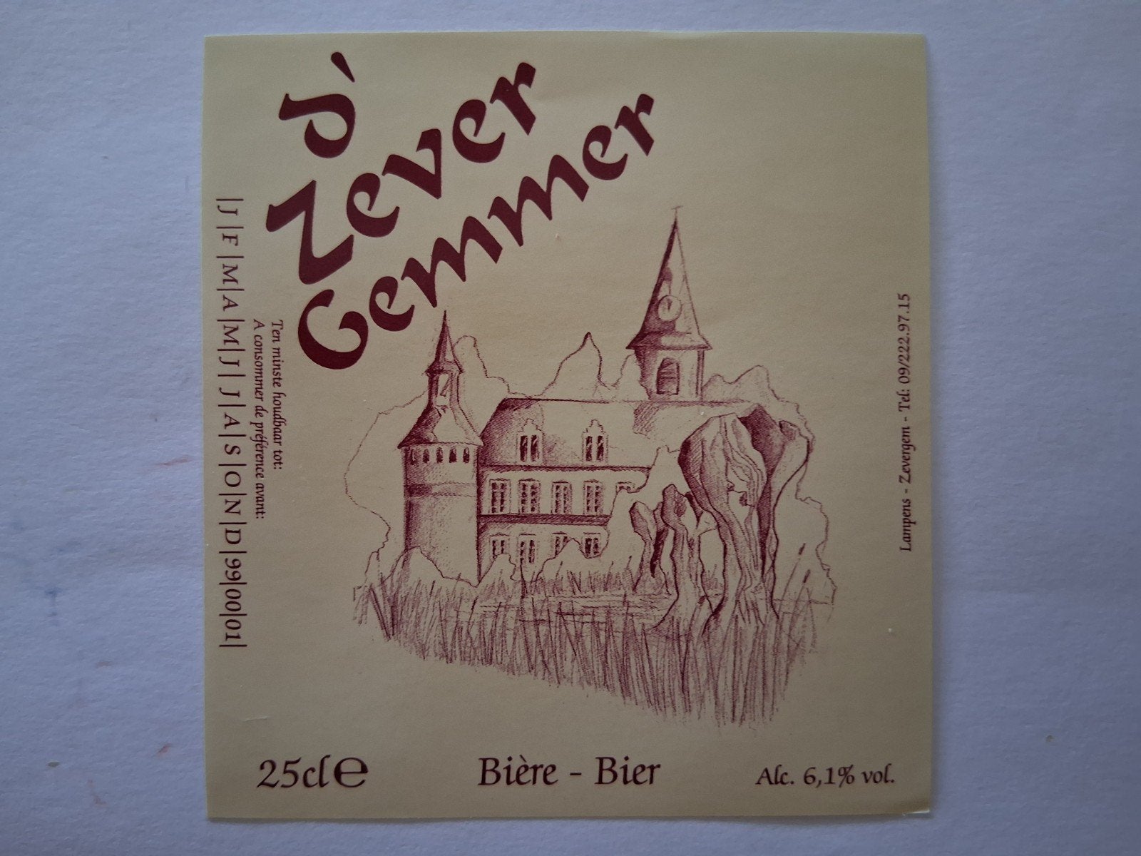 bieretiket Belgie Bosteels Buggenhout : d'zever Gemmer, Verzamelen, Verzenden, Gebruikt, Overige typen, Overige merken