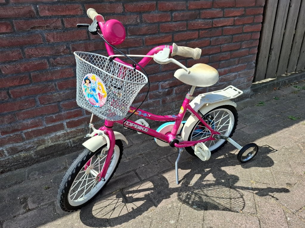 Meisjesfiets 14 Inch - TopBike - Roze - Zijwieltjes, Fietsen en Brommers, Fietsen | Meisjes, Ophalen, Gebruikt, TopBike, Velgrem