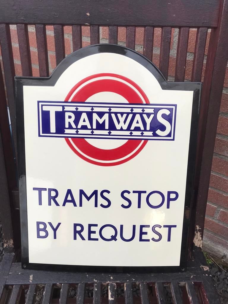 Tramways emaille reclamebord, Antiek en Kunst, Ophalen of Verzenden