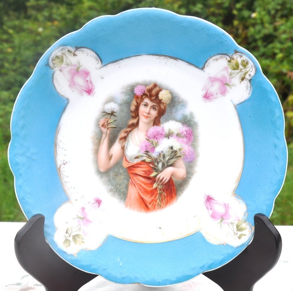 assiette décorative porcelaine jeune fille aux hortensias, Enlèvement ou Envoi