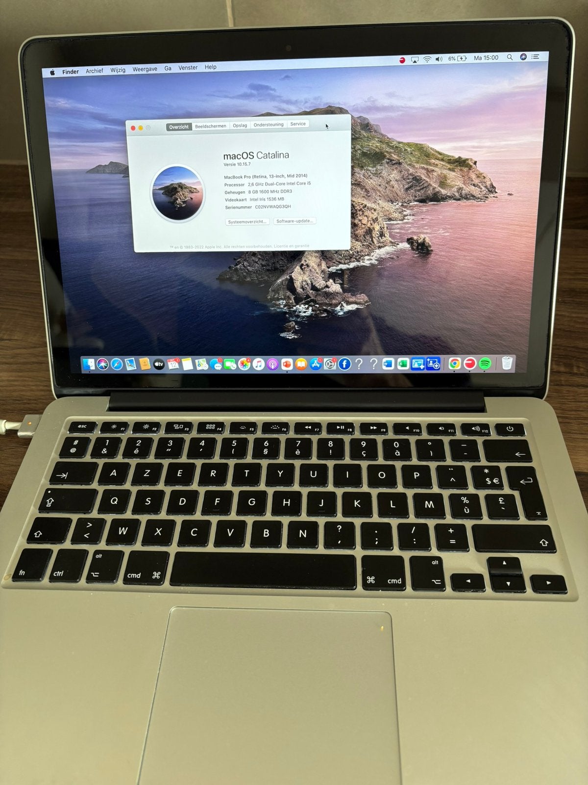 Macbook Pro 13 inch (retina display, mid 2014), Enlèvement ou Envoi, MacBook, Utilisé, Azerty