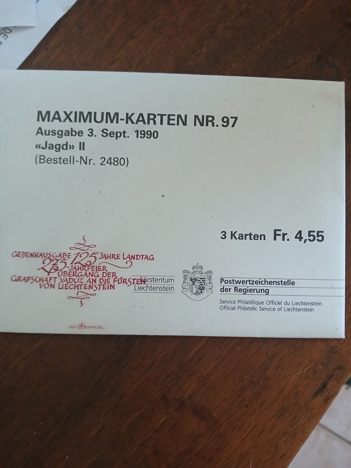 Timbres du lichtenstein  sur carte, Enlèvement ou Envoi
