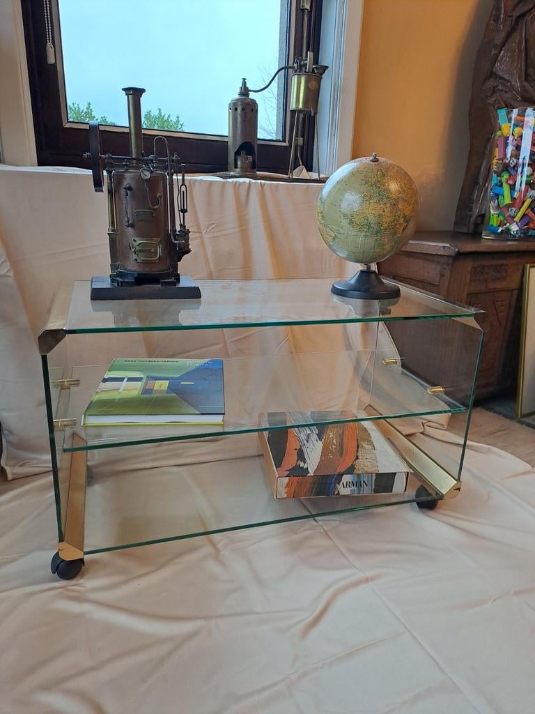 Table d'appoint sur roulettes Gallotti & Radice, Enlèvement ou Envoi, Verre