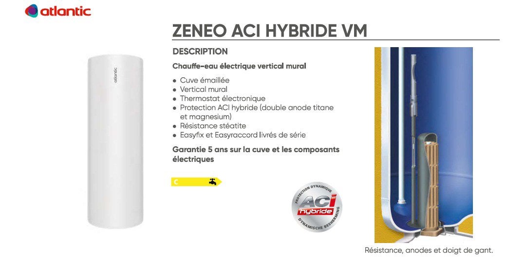 550€ Boiler Atlantic 150 murale verticale  stéatite, Enlèvement, Boiler