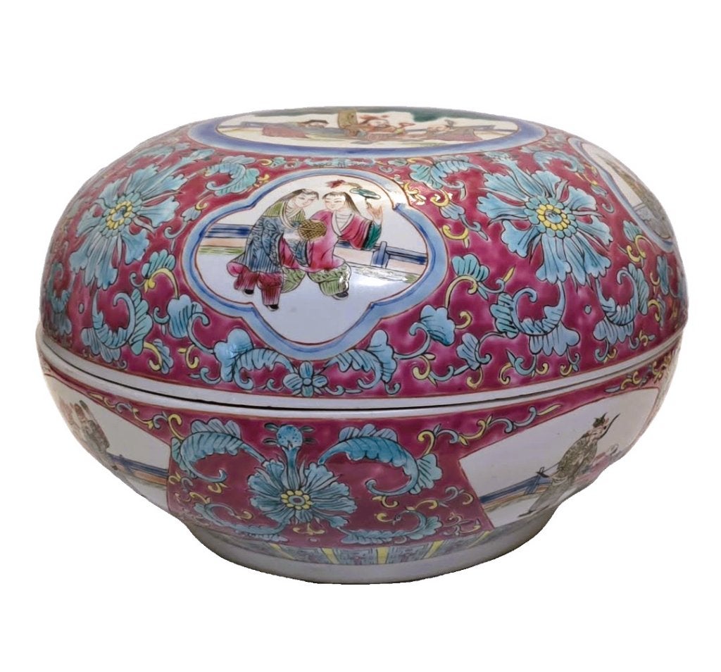Boîte en porcelaine de Chine, Famille Rose., Antiquités & Art, Enlèvement ou Envoi
