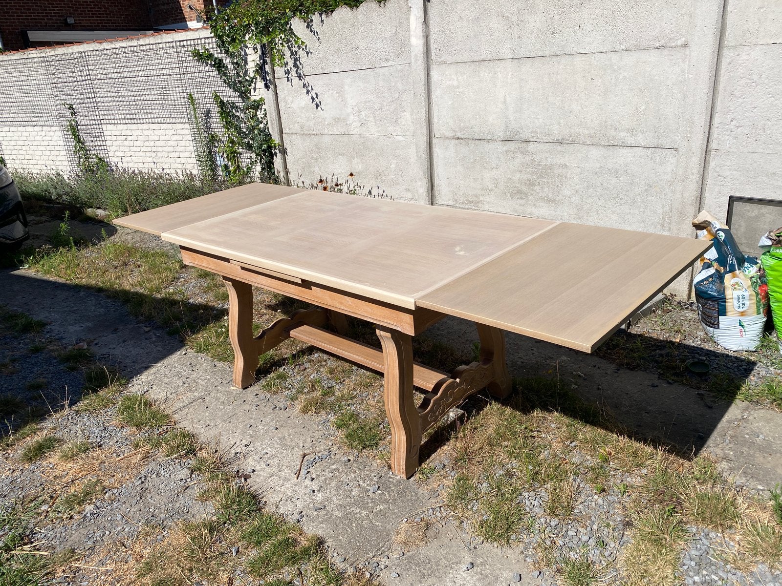 Uitschuifbare tafel 150-202-254cm massief hout onderstel, Huis en Inrichting, Tafels | Eettafels, Ophalen, Gebruikt, 200 cm of meer