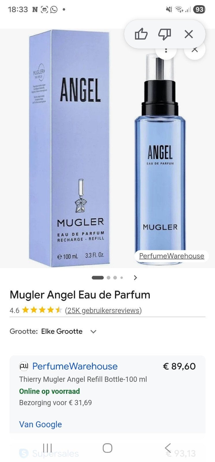 Nouveau parfum Angel Mugler Pas faux !, Enlèvement