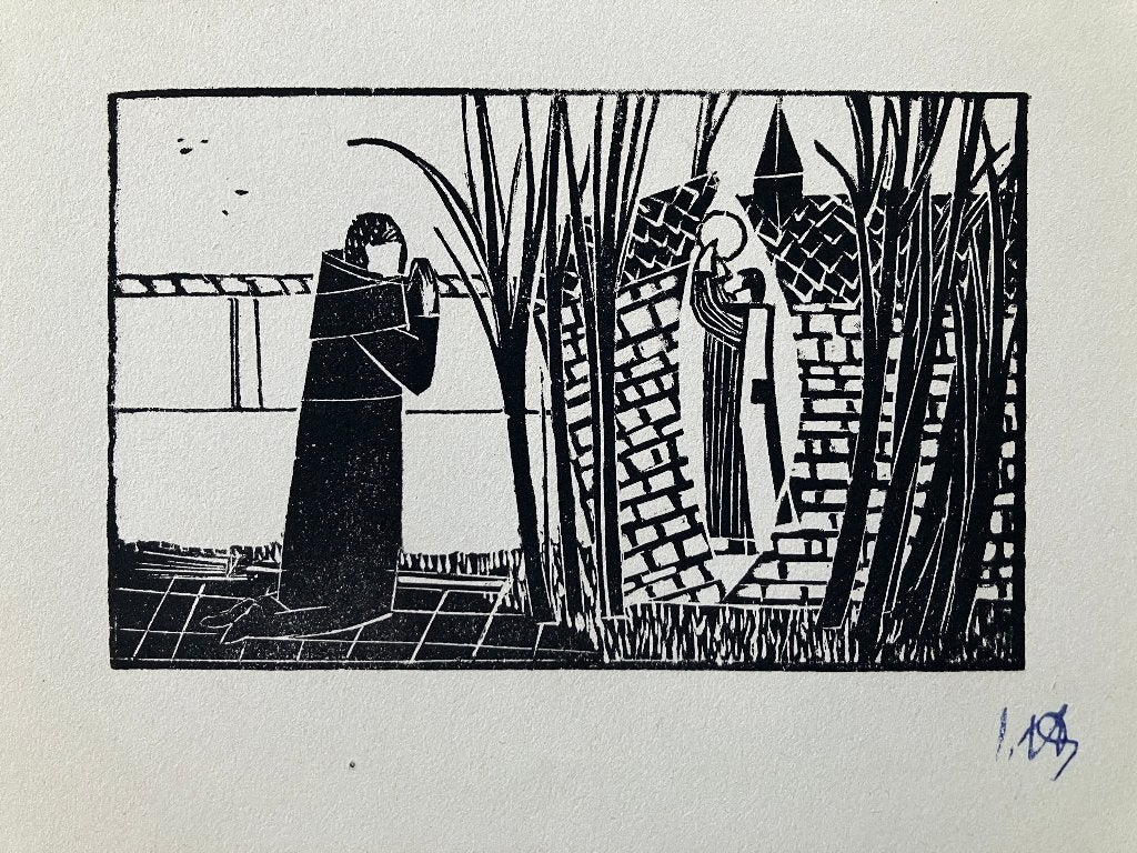 Houtsnede Jos Hendrickx (1906-1971), Ophalen, Houtsnede