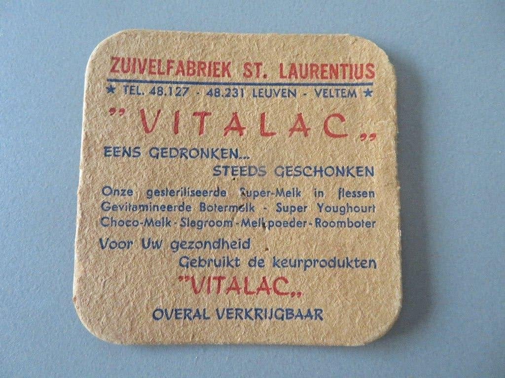 bierviltje zuivelfabriek St. Lauretius Vitalac Leuven Veltem, Ophalen of Verzenden, Zo goed als nieuw, Viltje(s), Overige merken