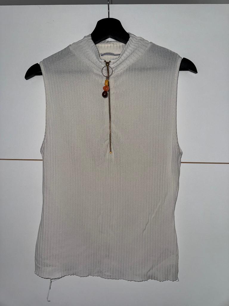 Débardeur Zara blanc, Kleding | Dames, Topjes, Maat 38/40 (M), Ophalen of Verzenden, Zo goed als nieuw, Zonder mouw