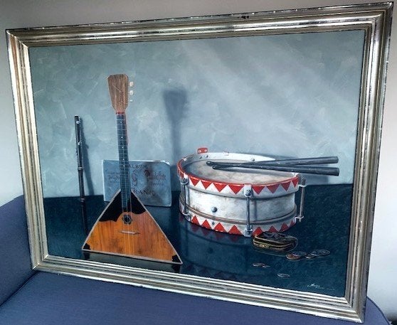 BIG) - Tambour et balalaïka - Joachim Bereuter (né en 1946), Encadré, Peinture à l'huile, Enlèvement, Réaliste