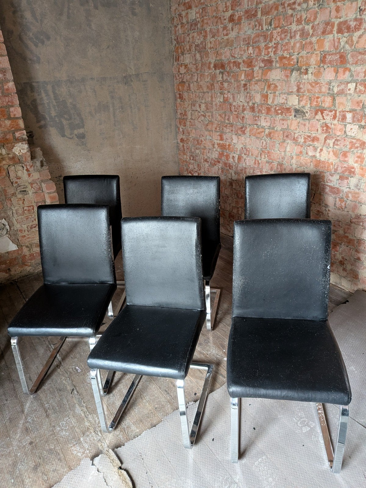 6x zwarte eetkamer stoel te geef, Maison & Meubles, Chaises, Synthétique, Enlèvement, Modern, Noir