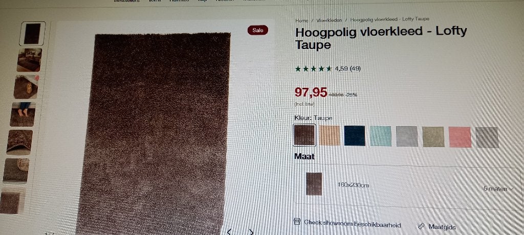 2 Tapijten kleur taupe afm 1.60 bij 2.30, Huis en Inrichting, Bruin, 150 tot 200 cm, Rechthoekig, Ophalen