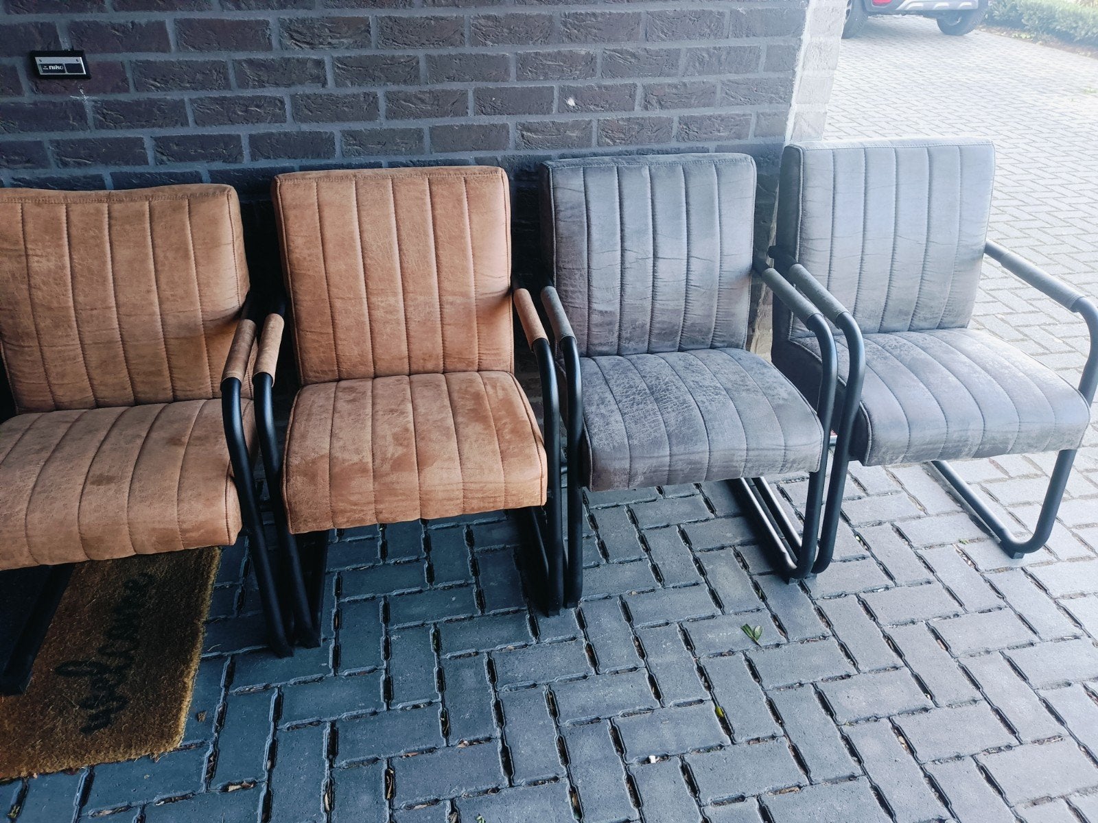 Set van 4 Industriële Eetkamerstoelen (MOET SNEL WEG!), Ophalen, Bruin, Zo goed als nieuw, Vier