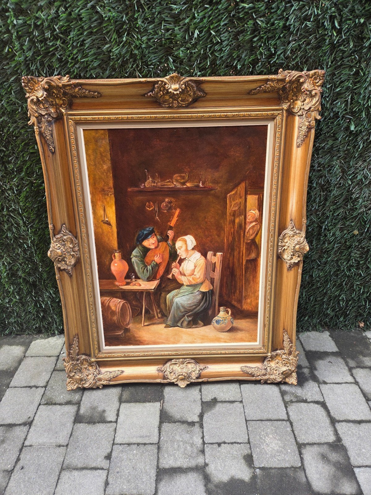 grote antieke schilderij, Ophalen