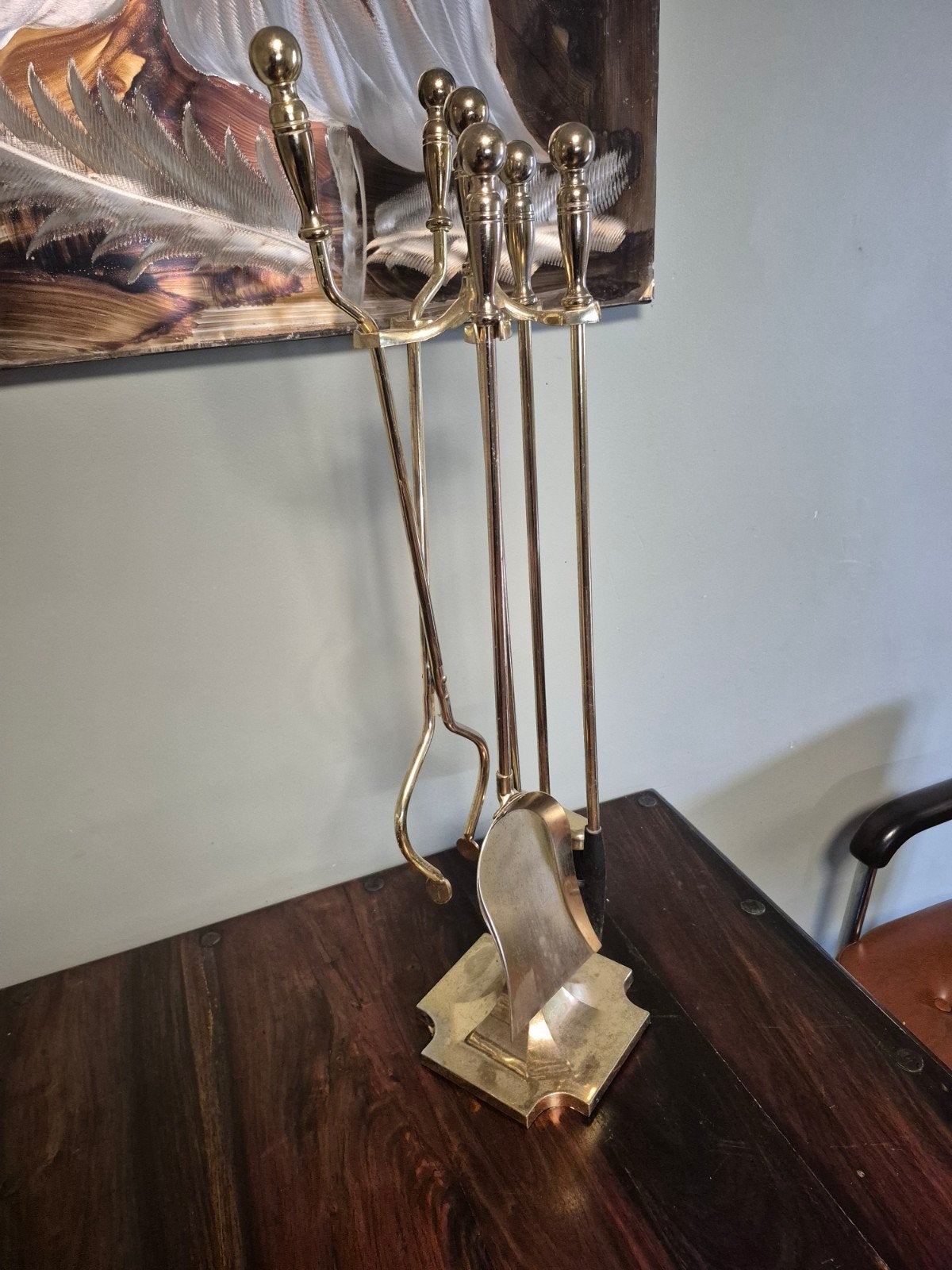 Vintage messing haardstel 5 delig, Ophalen of Verzenden