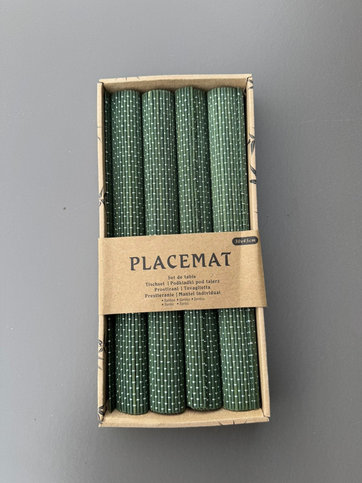 4 groene placemats onderleggers uit bamboe, Enlèvement, Comme neuf