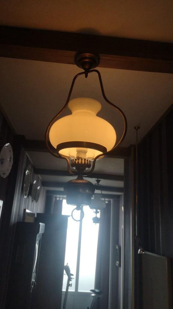 "Lampe belge" hanglamp, Ophalen, 50 tot 75 cm, Zo goed als nieuw, Glas