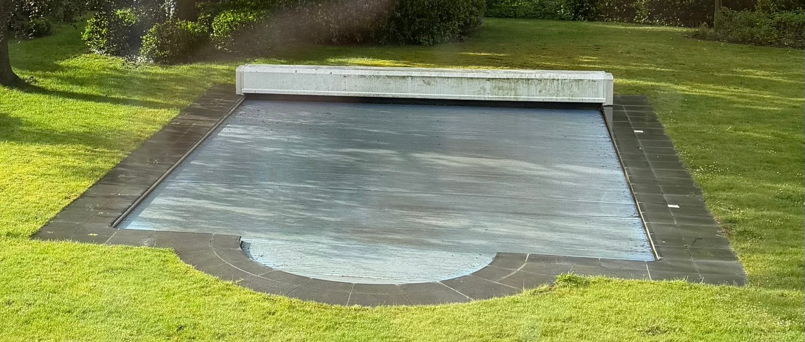 Rolluik zwembad - incl motoristaie, Tuin en Terras, Zwembad-toebehoren, Ophalen, Gebruikt