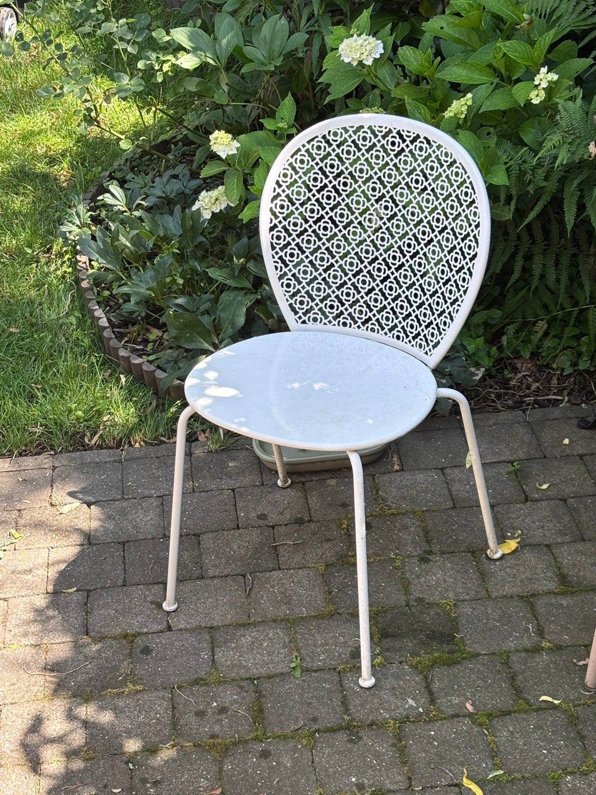 Fermob 4 chzusrs Lorette blanc coton, Ophalen, Gebruikt, Metaal, Stapelbaar
