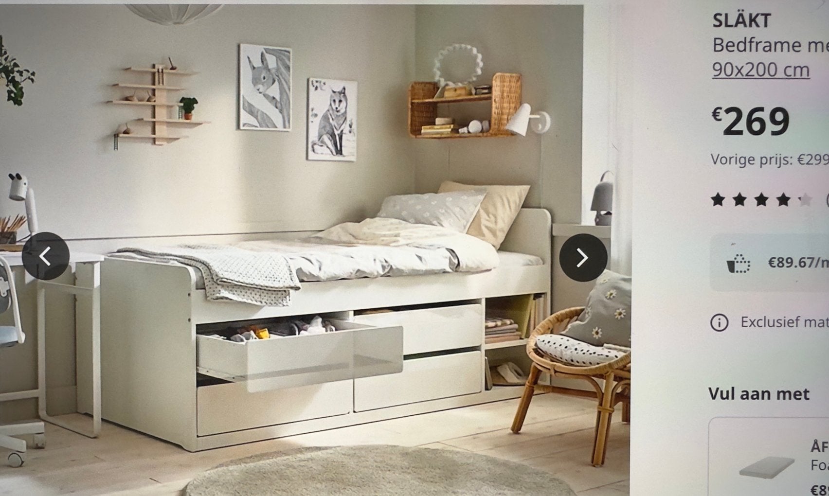 Bed met lades ikea, 90 cm, Une personne, Enlèvement, Utilisé